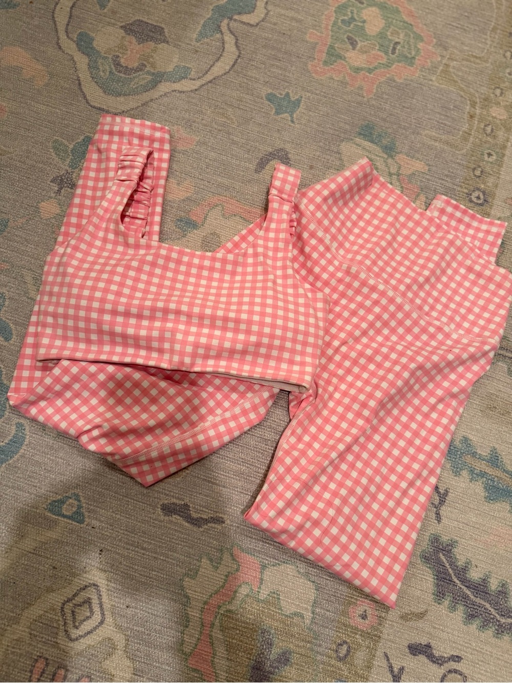 Pink Gingham Workout Set